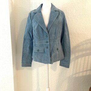 Sky Blue Madison Leather Suede Jacket